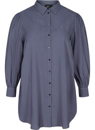 Lange blouse in effen kleur en viscosemix, Odysses Gray