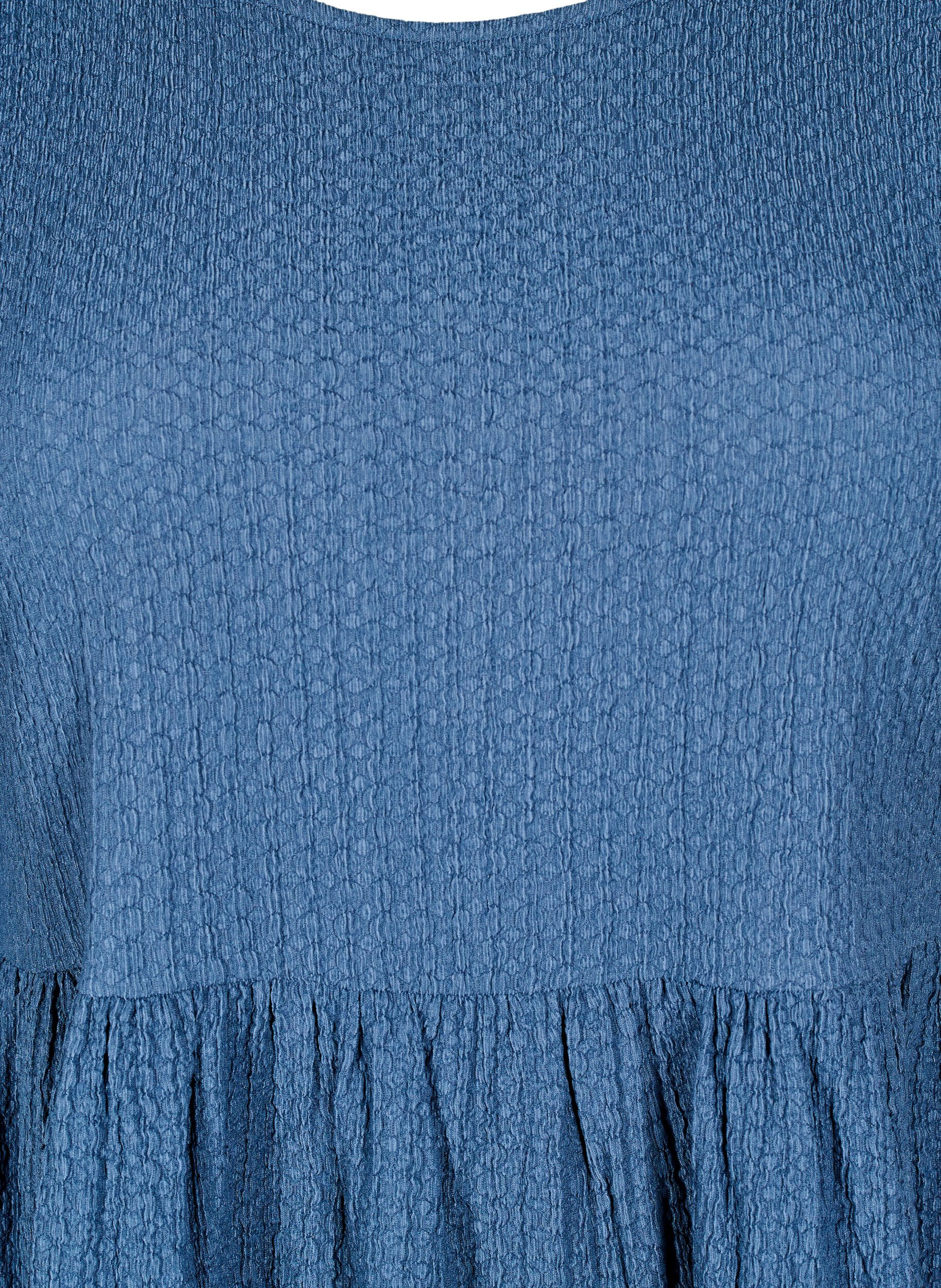 Zizzi FLASH - Korte jurk met textuur en 3/4 mouwen, Sargasso Sea, Packshot image number 2