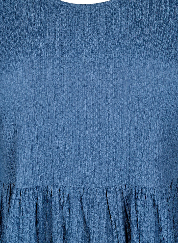 FLASH - Korte jurk met textuur en 3/4 mouwen, Sargasso Sea, Packshot image number 2