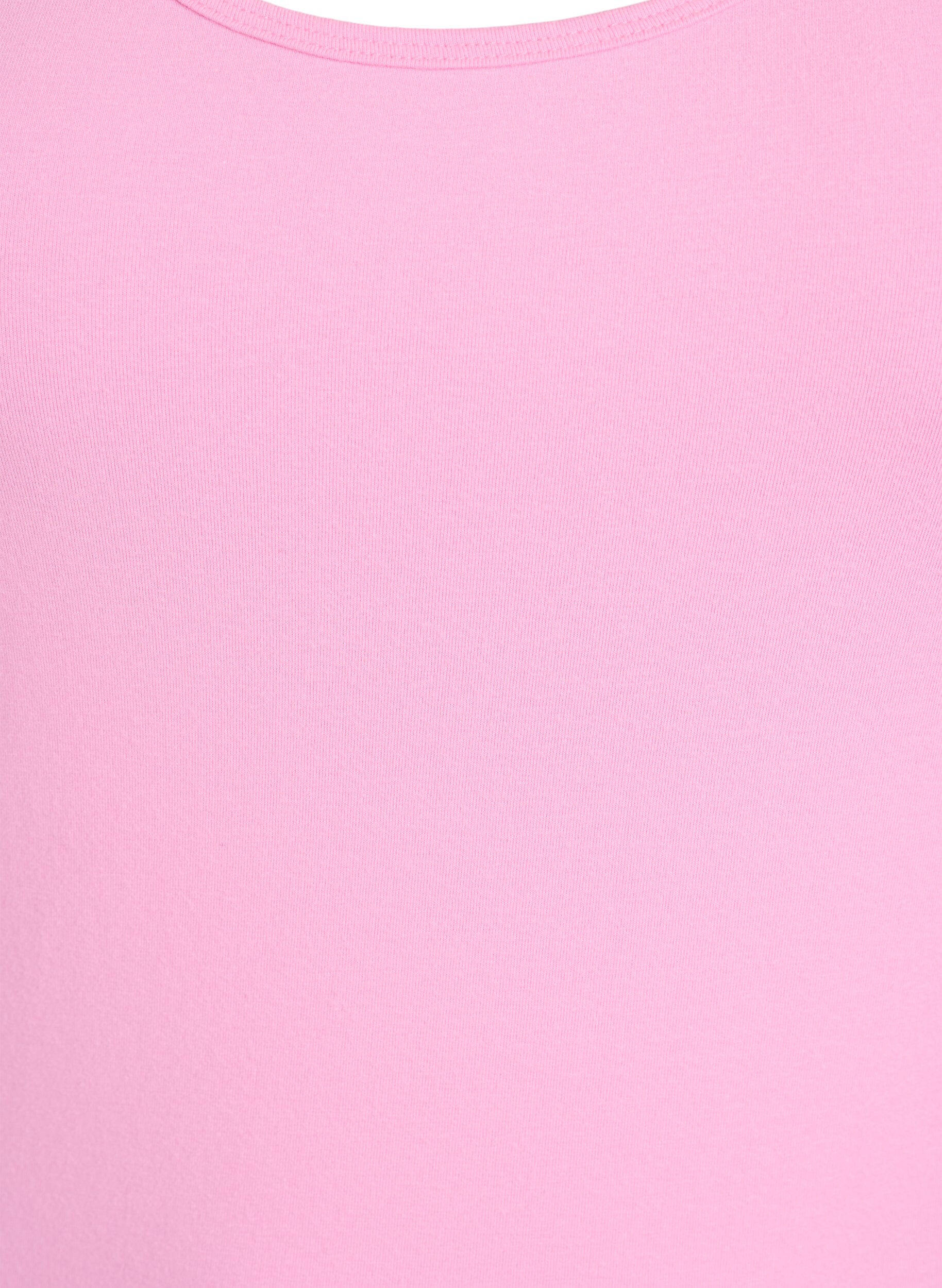 Zizzi Effen basic top in katoen, Roze, Packshot image number 2