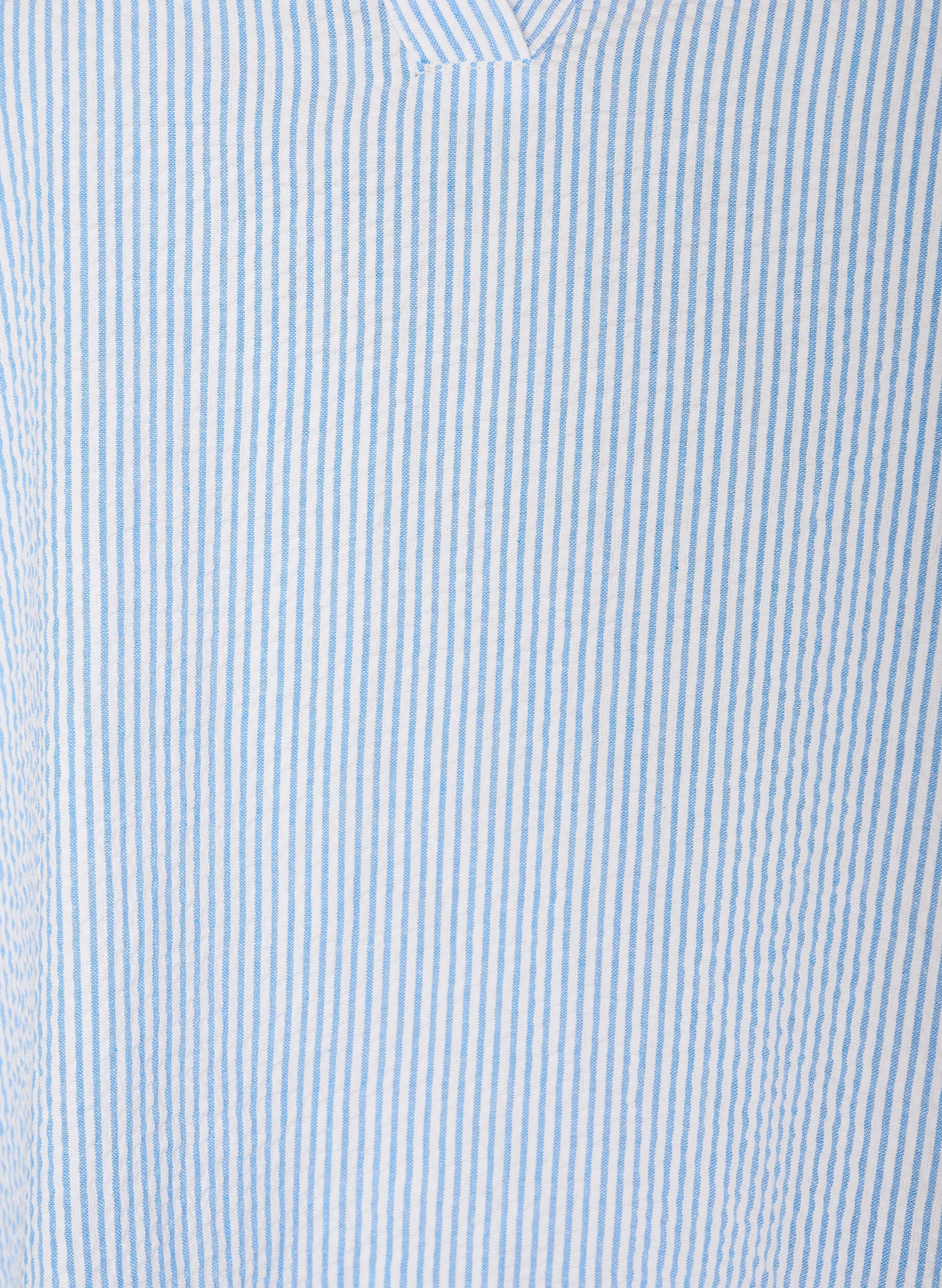 ZizziKatoenen tuniek met strepen en ruchesdetails, Blauw, Packshot image number 2