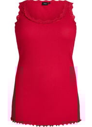 Top met kant, Rood