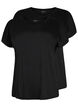 2-pack T-shirts met korte mouwen, Zwart, Packshot image number 0