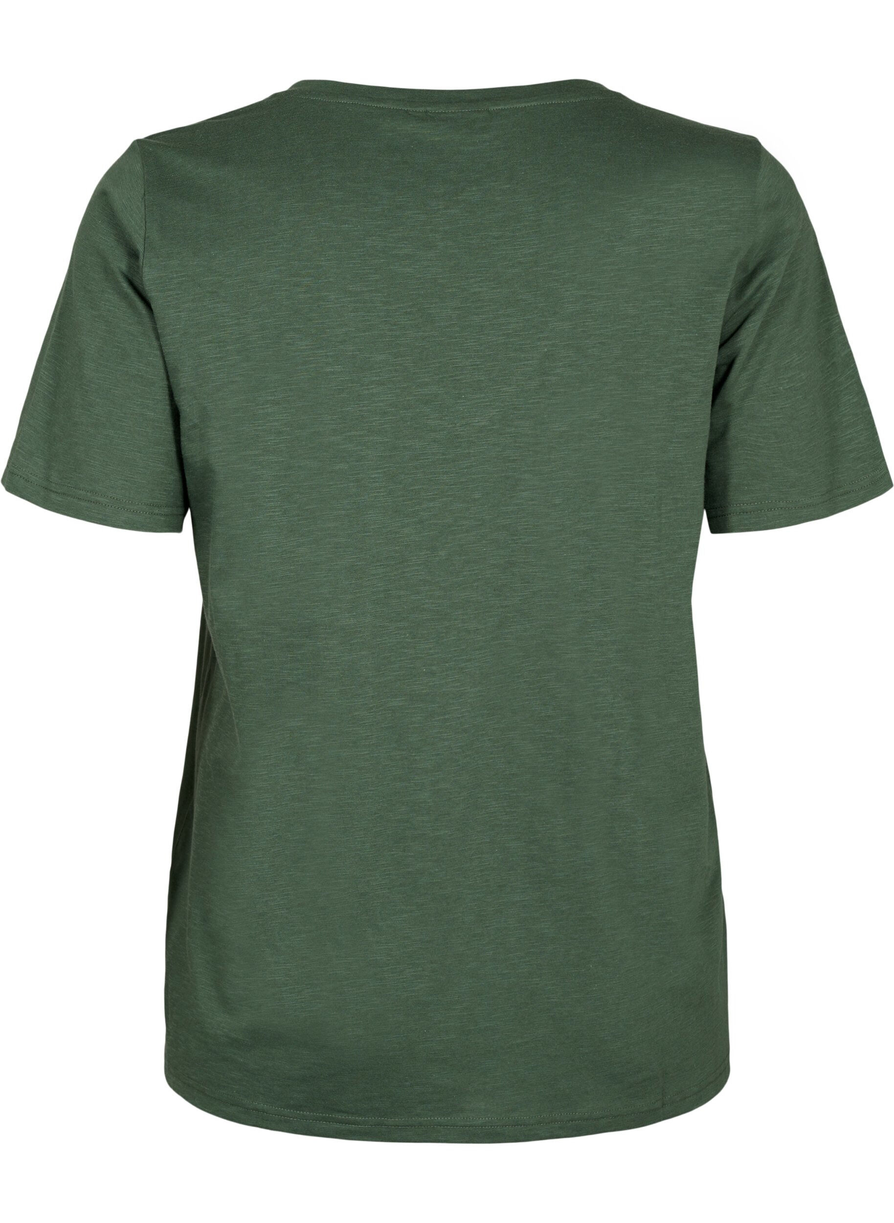 Zizzi Basic t-shirt met korte mouwen en v-hals, Groen, Packshot image number 1