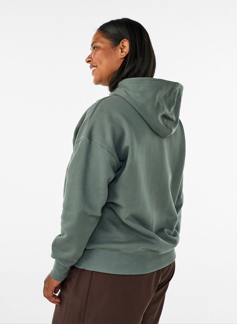 Hoodie met borstprint, Groen, Model image number 2