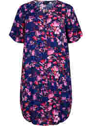 Midi-jurk van viscose met bloemenprint, B. Blue Pink Flower