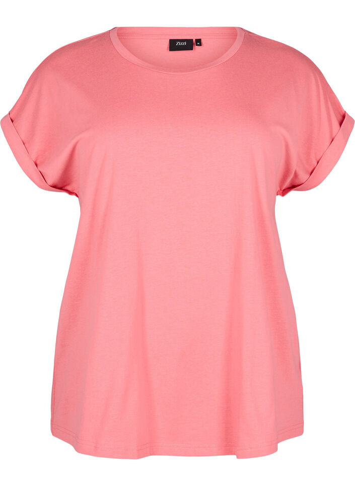 T-shirt met korte mouwen van katoenmix, Roze, Packshot image number 0