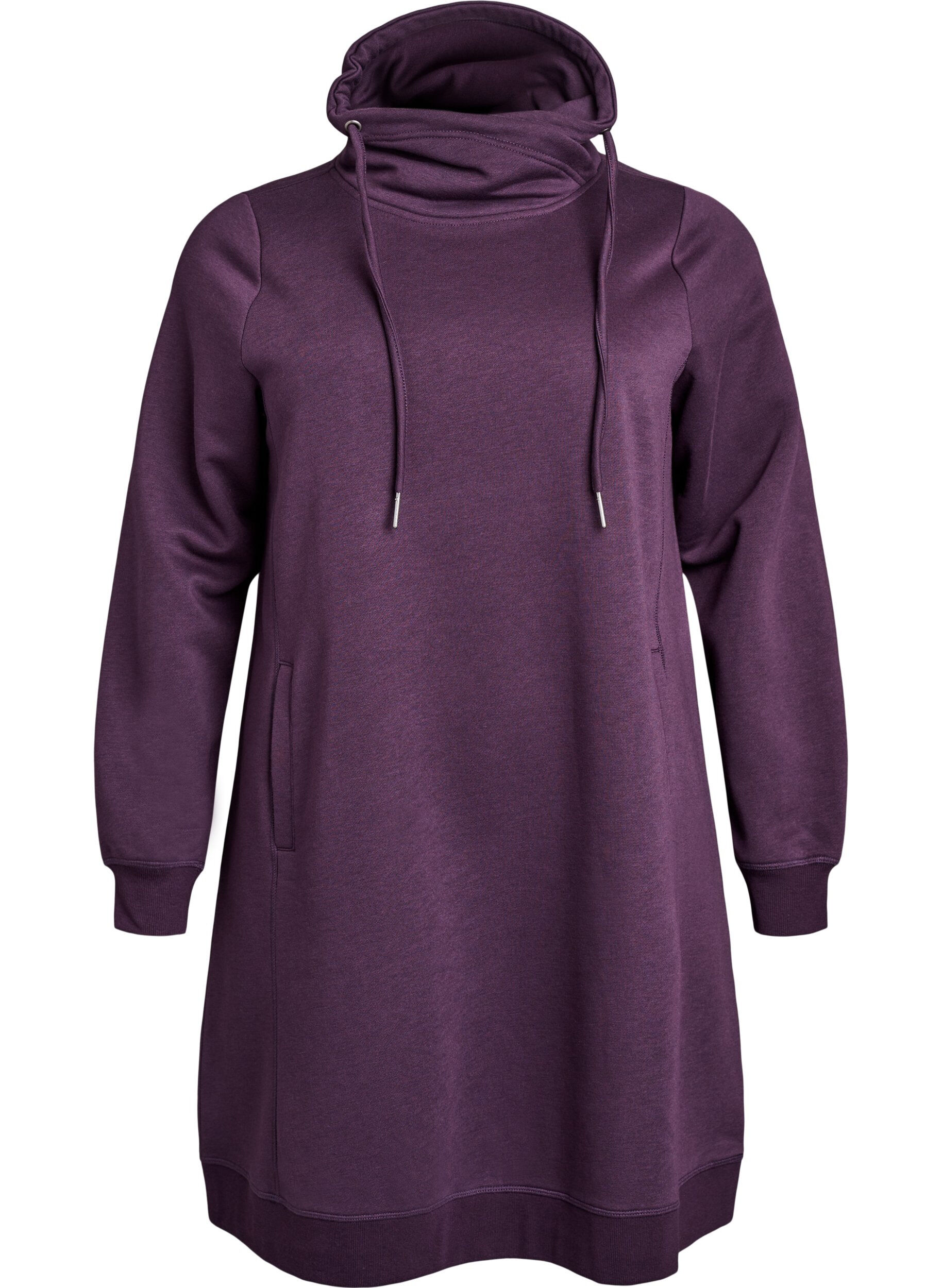ZizziKort sweatshirt jurk met hoge kraag en zakken, Paars, Packshot image number 0