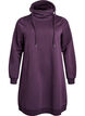 Kort sweatshirt jurk met hoge kraag en zakken, Paars, Packshot image number 0