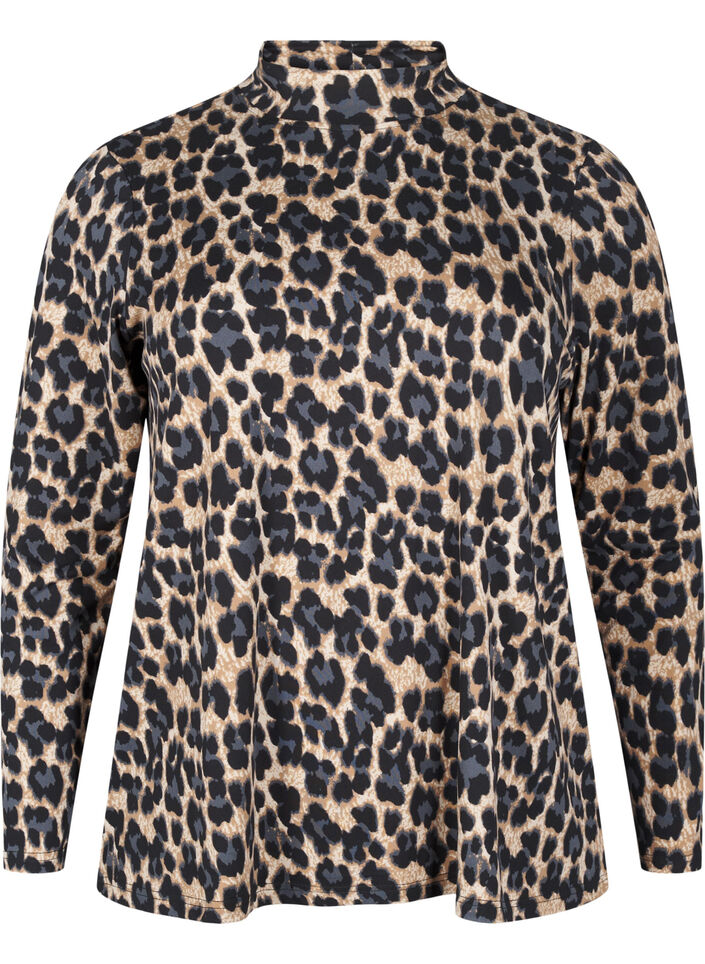 FLASH - Blouse met lange mouwen en col, Zwart, Packshot image number 0