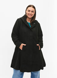 A-lijn jas met capuchon, Black, Model