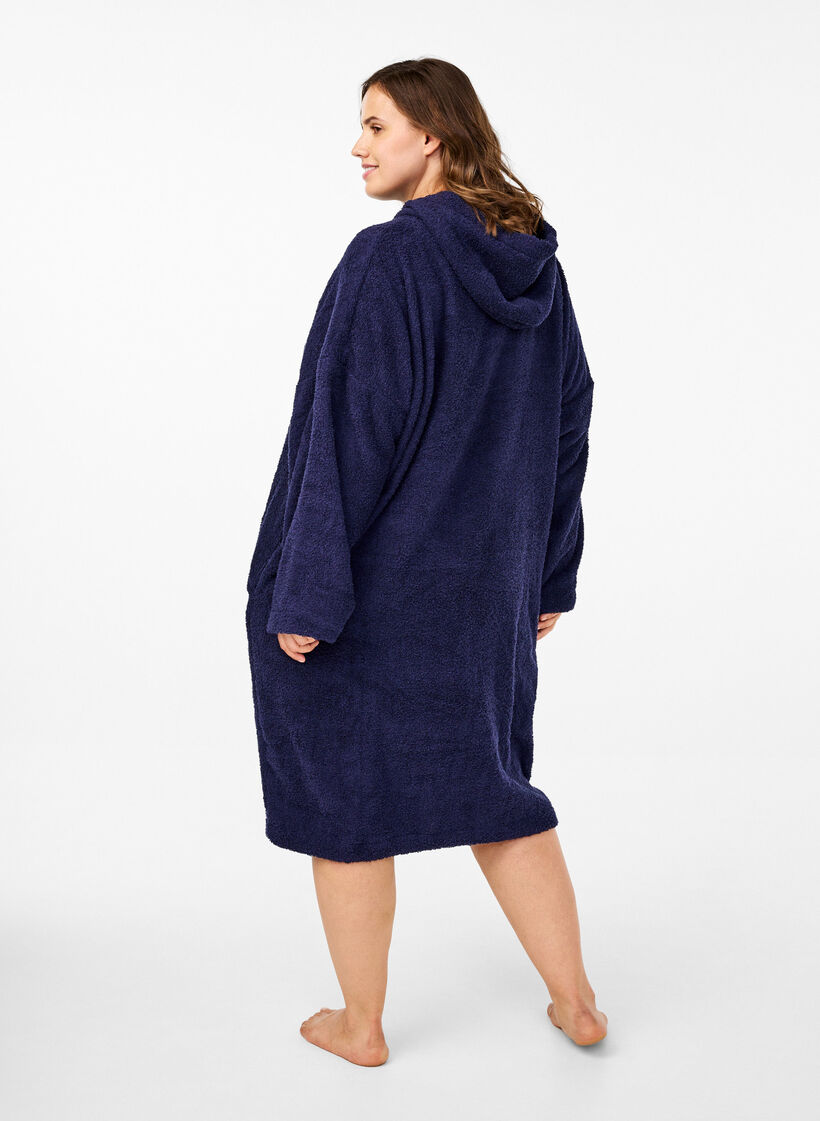 Terry poncho met capuchon, Navy Blazer, Model image number 1