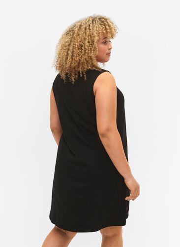 Mouwloze katoenen jurk met a-vorm, Black W. YOU, Model image number 1