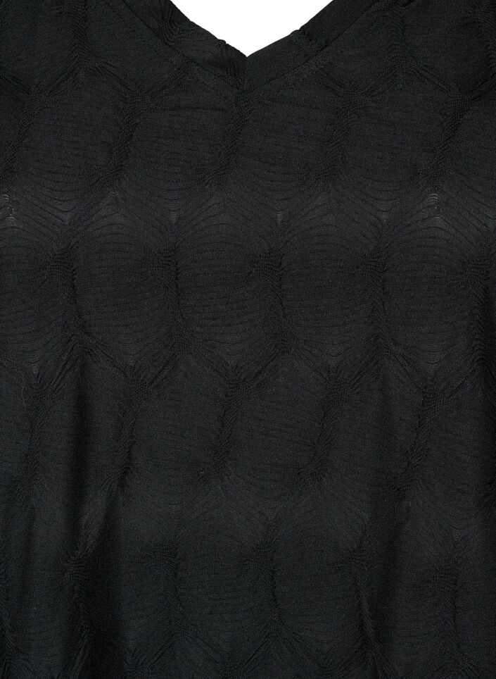 FLASH - Blouse met lange mouwen en structuur, Black, Packshot image number 2