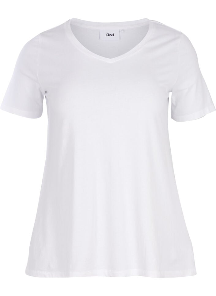 Effen basic katoenen T-shirt, Wit, Packshot image number 0
