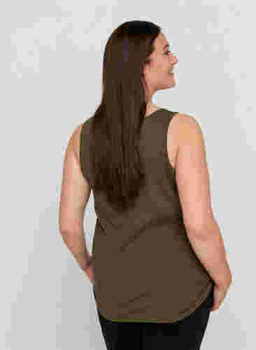 Top met ronde hals in geribbelde stof, Ivy Green, Model image number 1