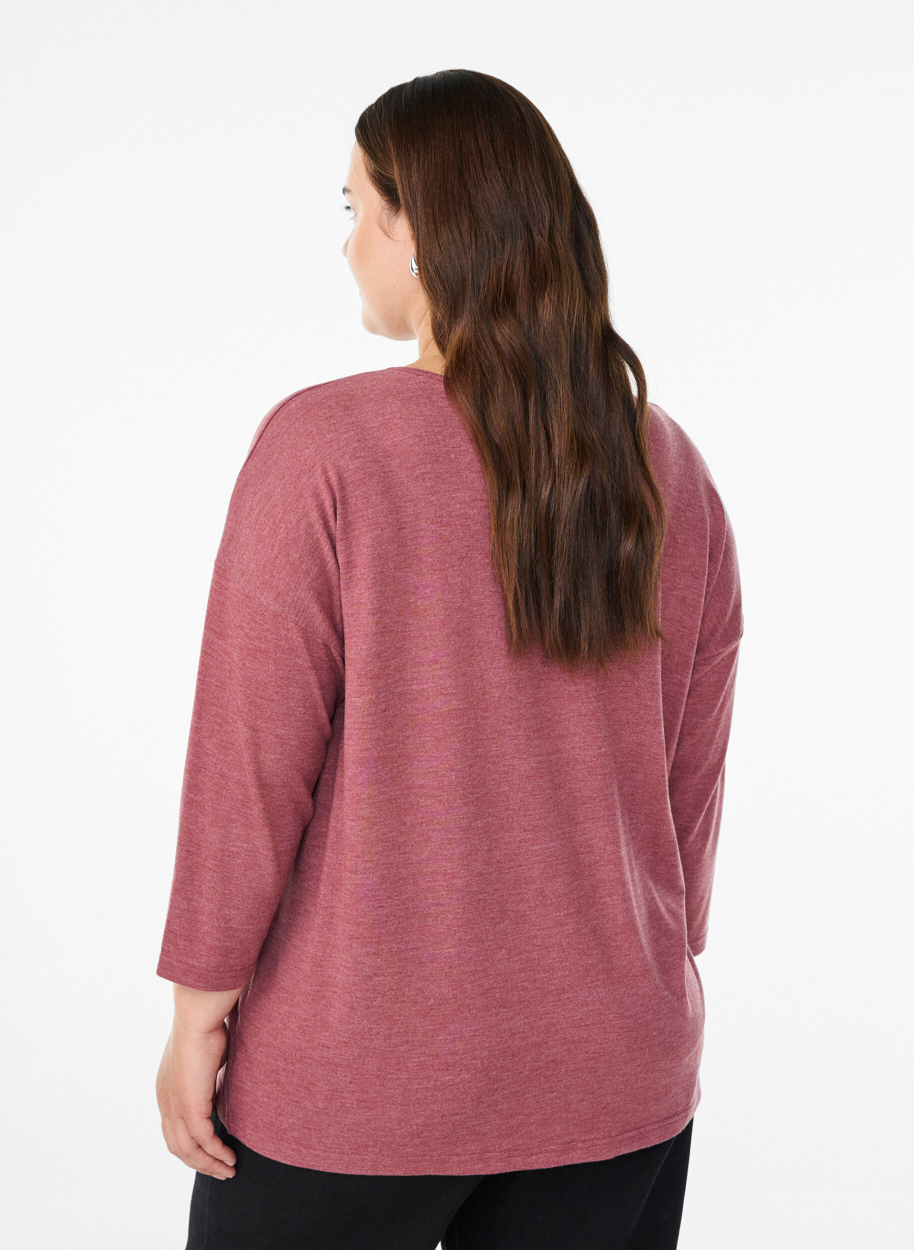 Zizzi Jersey blouse met 3/4 mouwen, Rood, Model image number 2