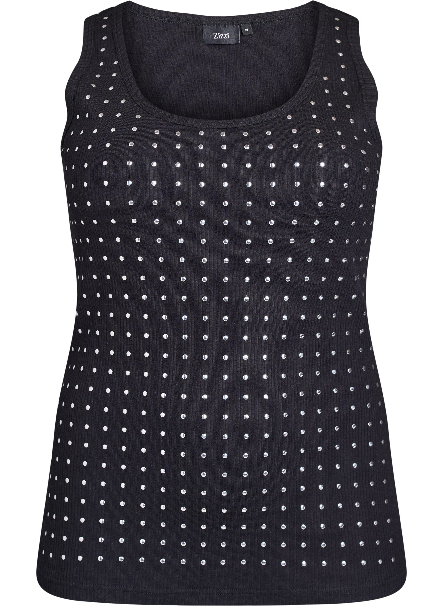 Zizzi Tanktop met studs, Black, Packshot image number 0