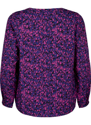 FLASH - Blouse met lange mouwen en print, Pink Blue AOP, Packshot image number 1