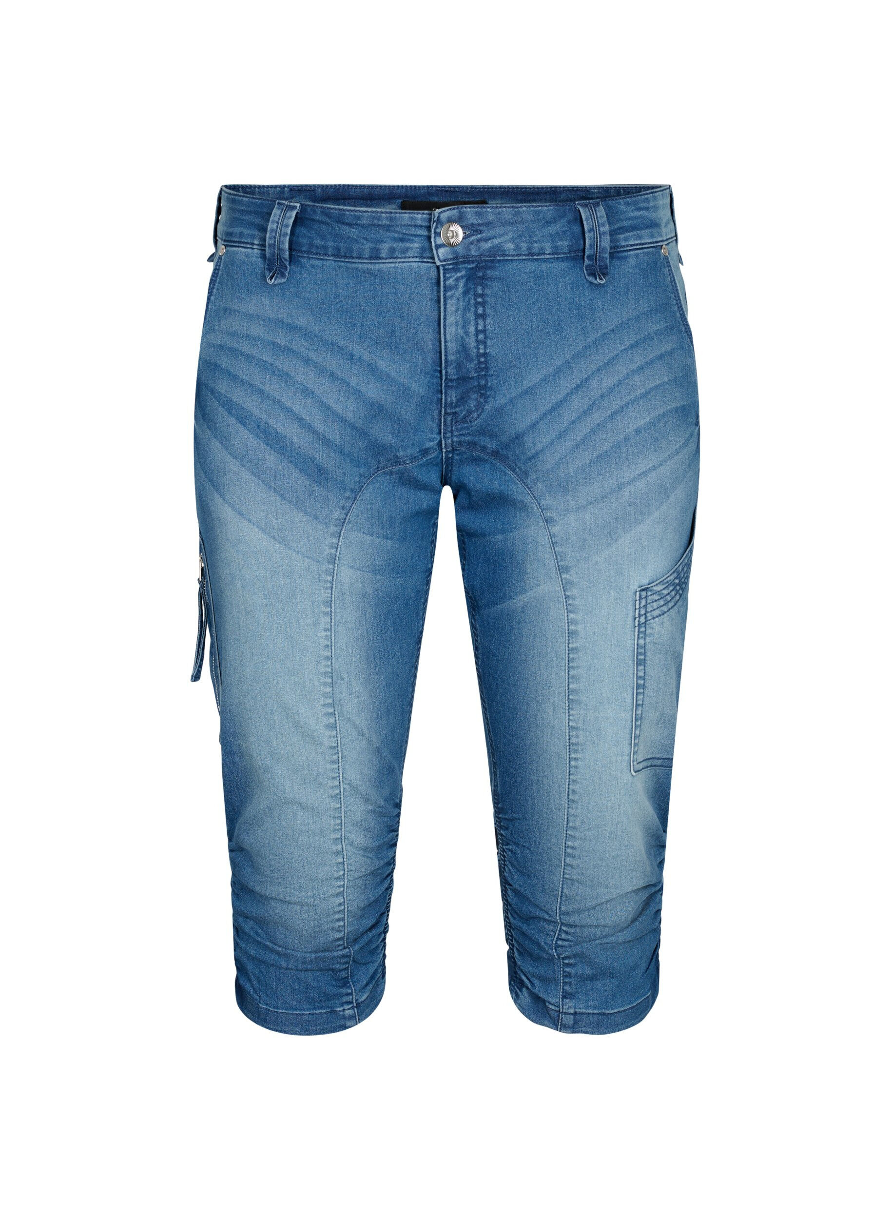Zizzi Slim fit capri jeans met zakken, Blauw, Packshot image number 0