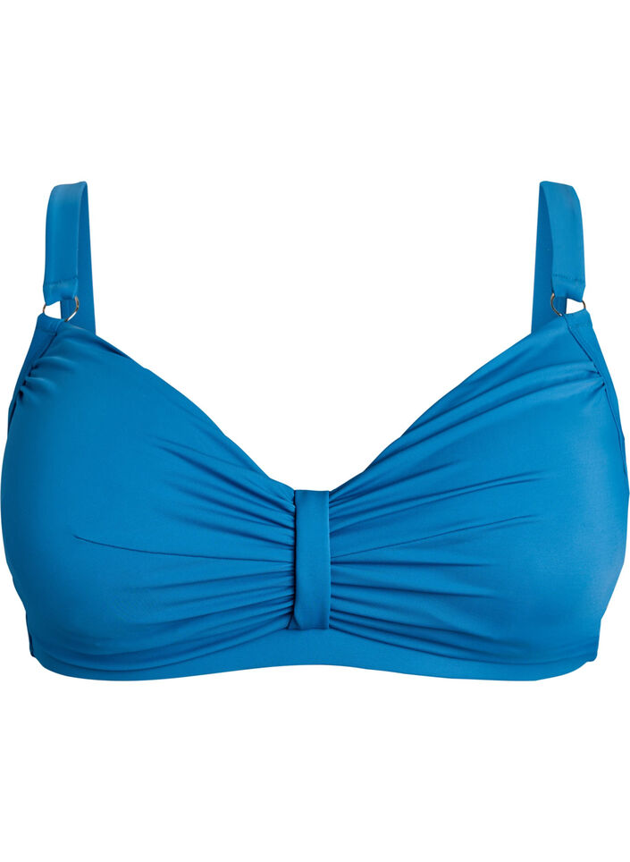 Bikini-bh met beugel en drapering, Blauw, Packshot image number 0