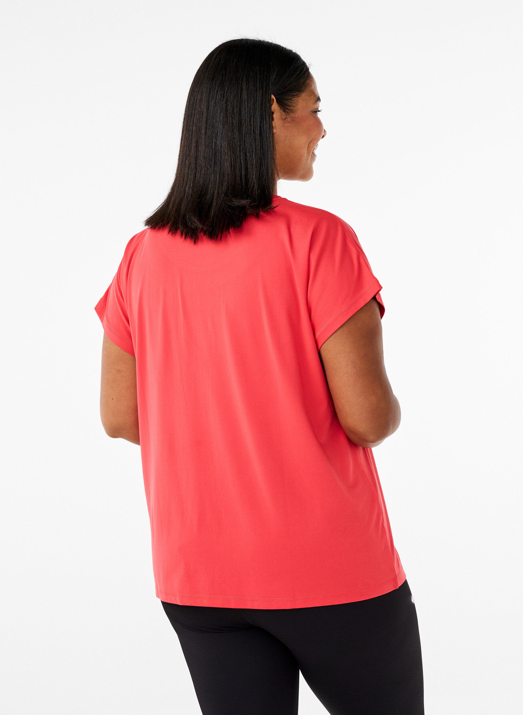 Zizzi Effen gekleurd T-shirt voor sporten, Rood, Model image number 2