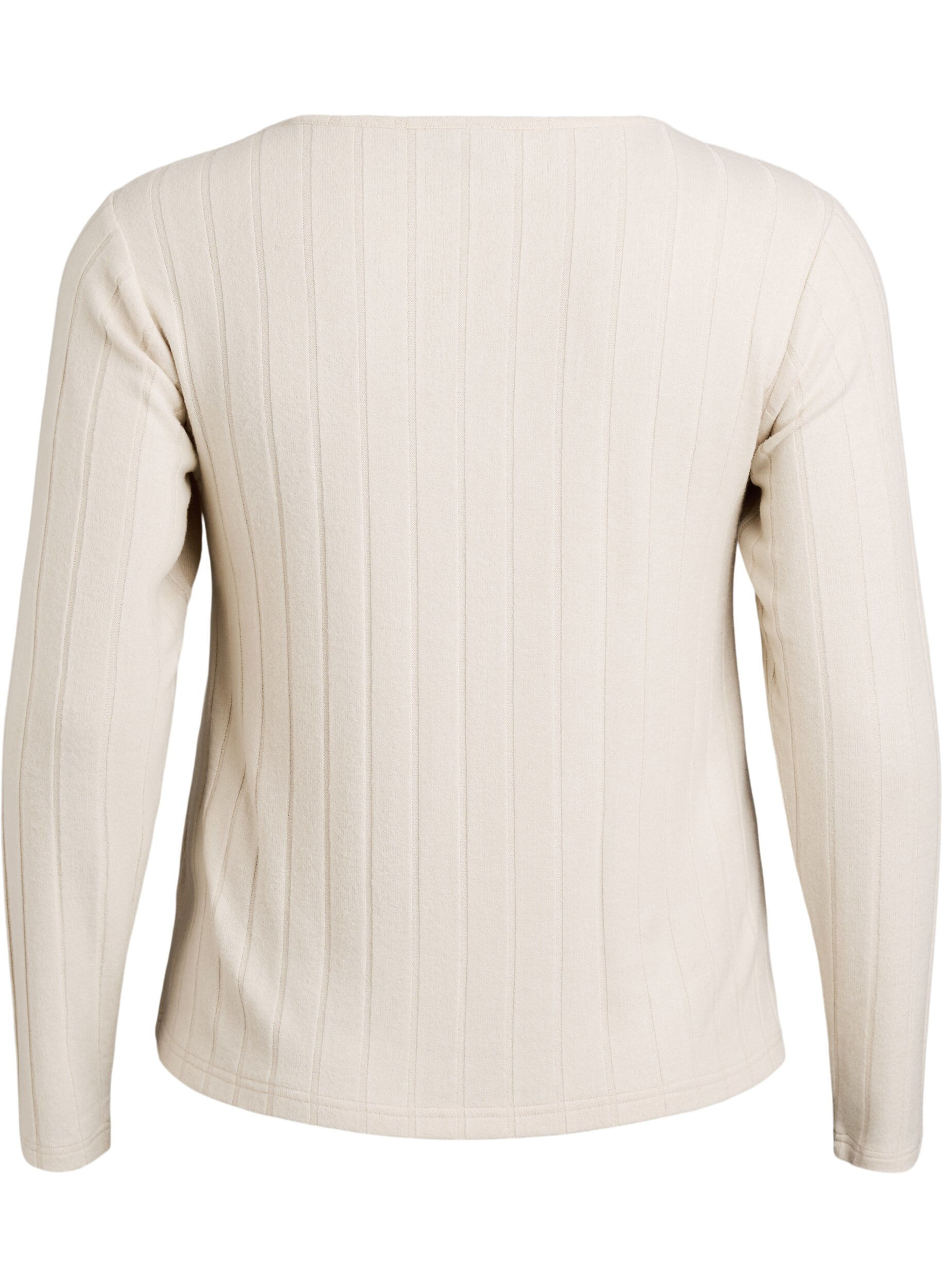 Zizzi Jerseyblouse met vierkante hals en geribde textuur, Beige, Packshot image number 1