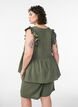 Los katoenen mousseline shorts met een hoge taille, Groen, Model image number 2
