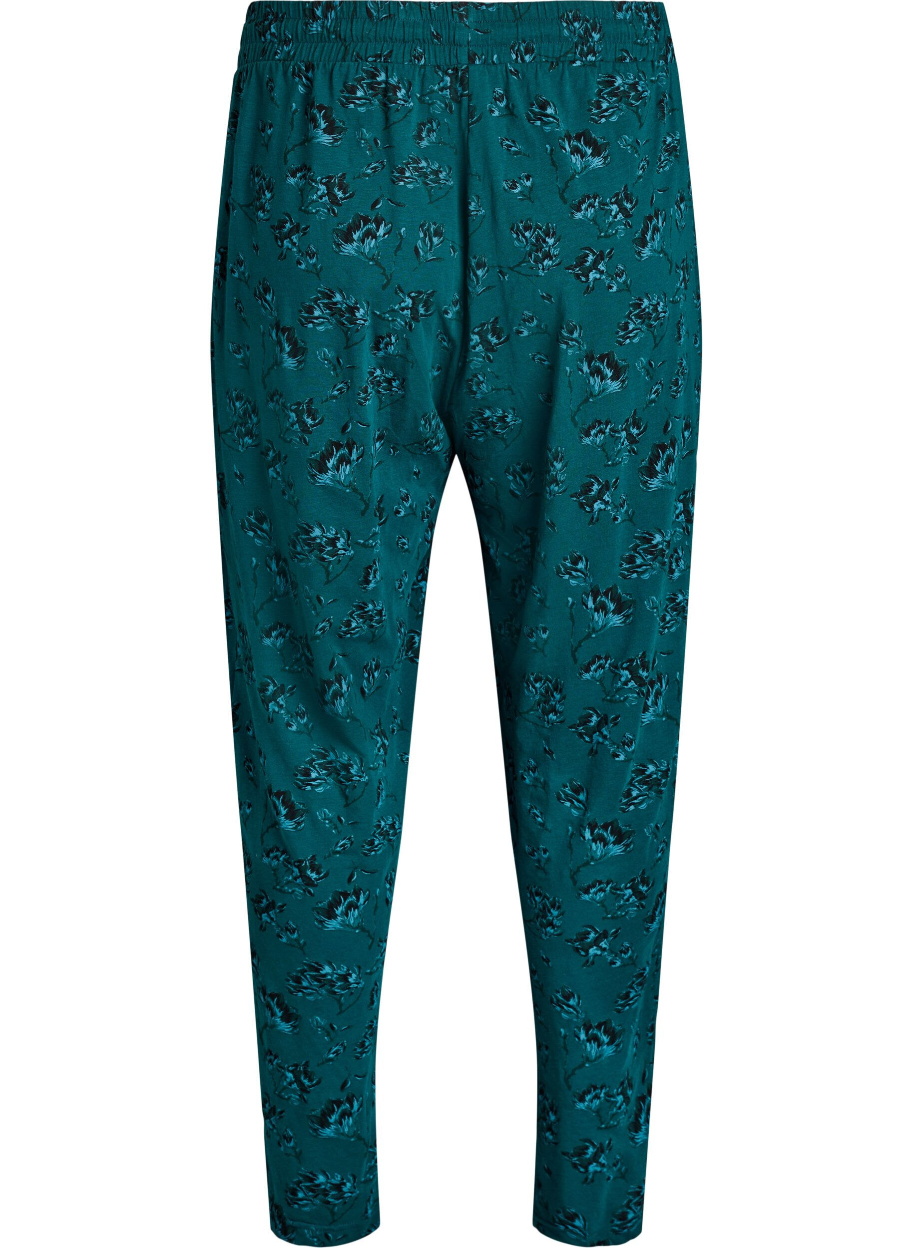 Zizzi Kleren pyjama broek met print, Turquoise, Packshot image number 1