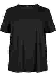 T-shirt met v-hals en kruisdetail, Black