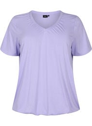	 Gemêleerd t-shirt met elastische rand, Lavender Mél