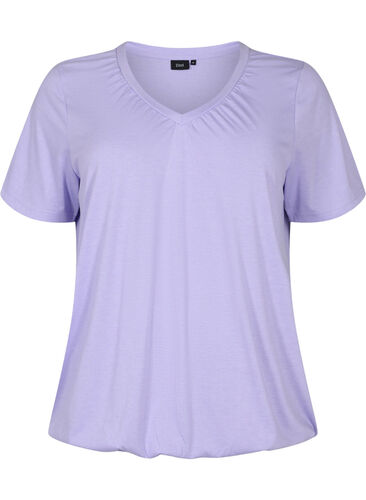 	 Gemêleerd t-shirt met elastische rand, Lavender Mél, Packshot image number 0