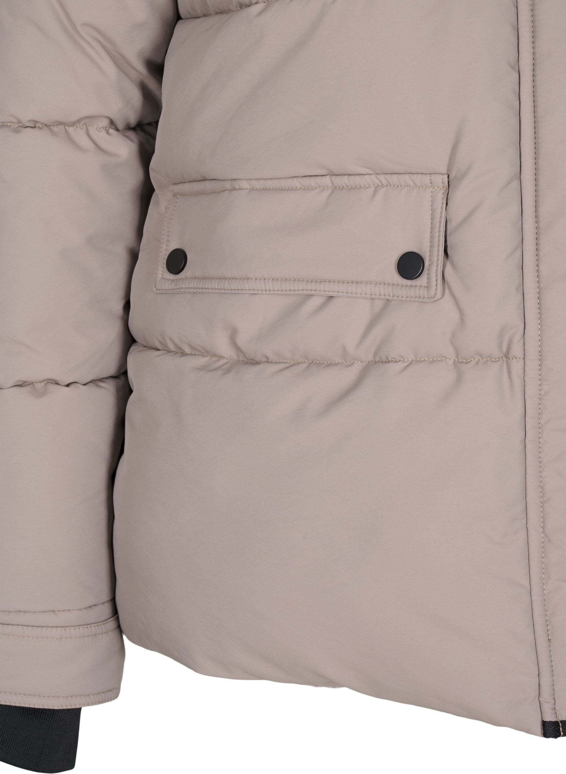 Zizzi Korte puffer jas met contrastdetails, Beige, Packshot image number 3