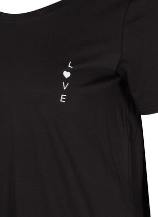 T-shirt met korte mouwen in katoen, Black w. Love, Packshot image number 2