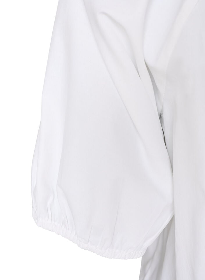 Overhemdblouse met knoopsluiting en strikceintuur, Wit, Packshot image number 3