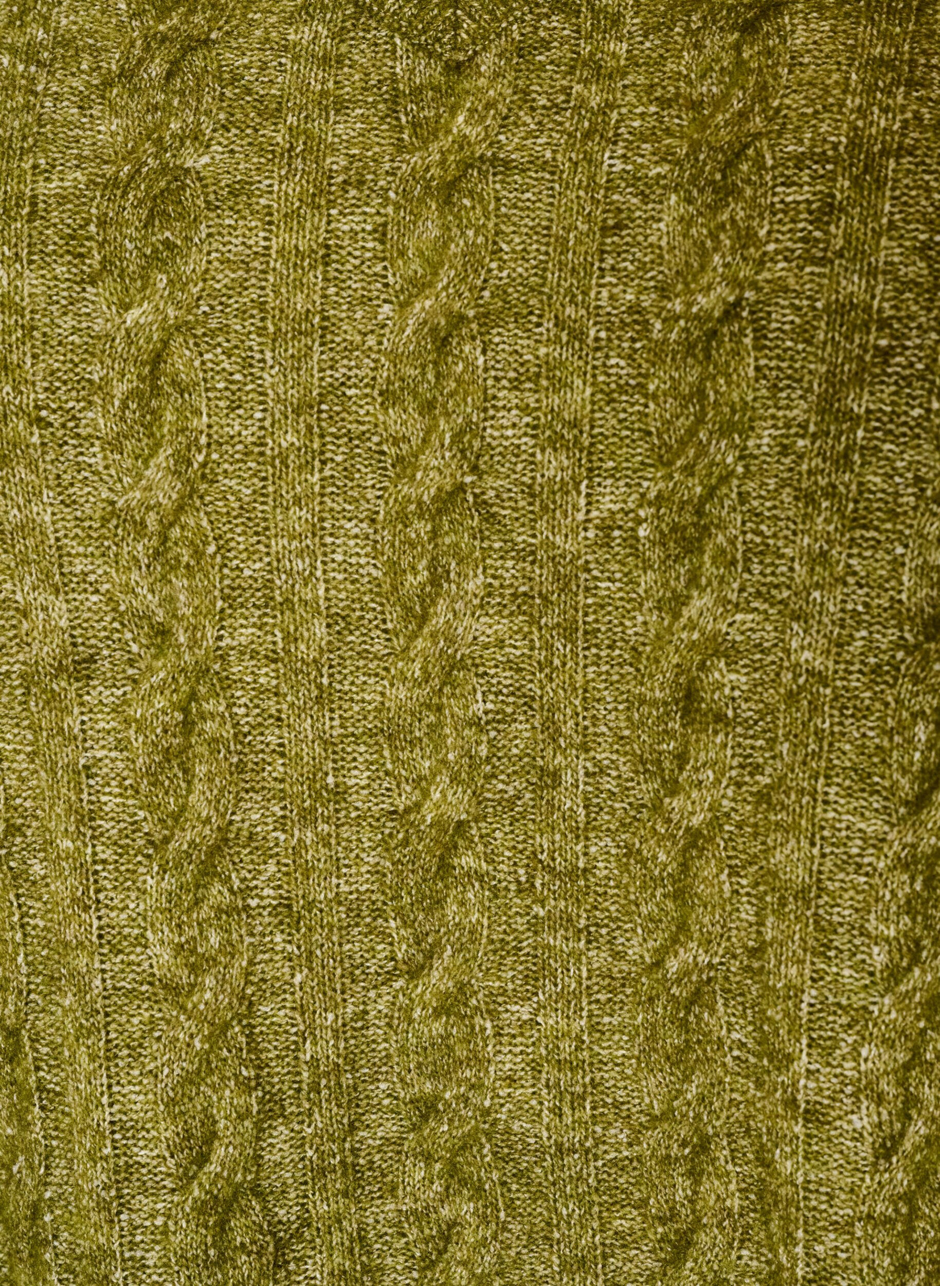 ZizziGebreide blouse met kabelpatroon en V-hals, Groen, Packshot image number 2