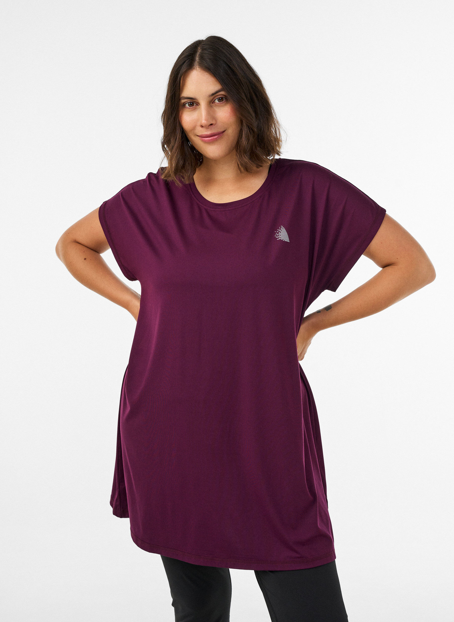 Lang trainings-T-shirt, Paars, Model