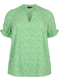 Korte mouw blouse met print , Green Ditsy