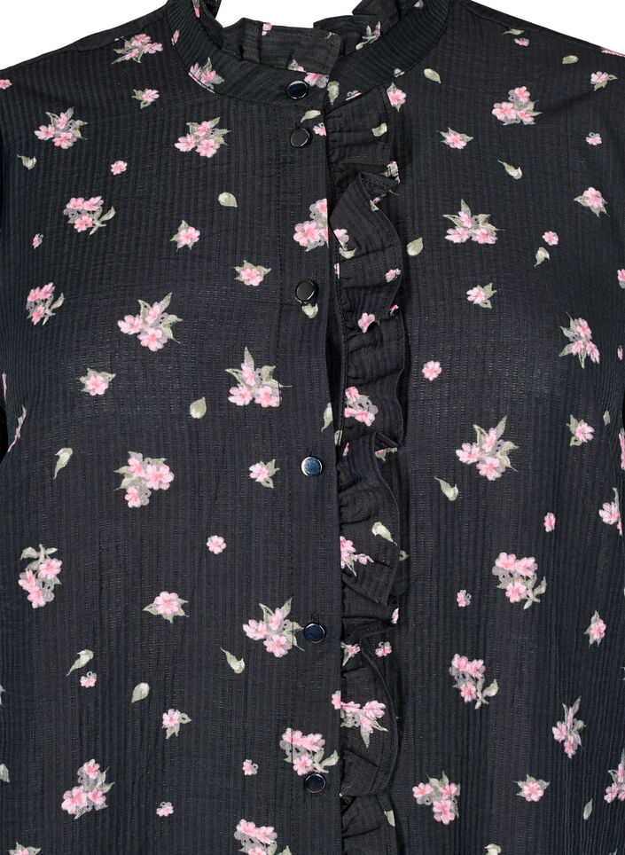 Bloemen tuniek in lyocell, Zwart, Packshot image number 2