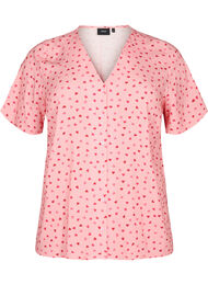 Bedrukte pyjamatop van viscose, Roze