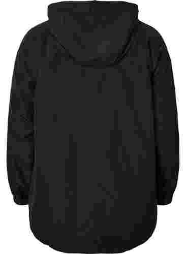Korte jas met capuchon en verstelbare onderkant, Black, Packshot image number 1