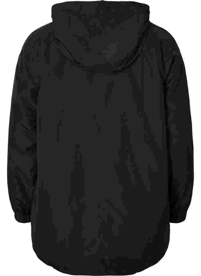 Korte jas met capuchon en verstelbare onderkant, Black, Packshot image number 1