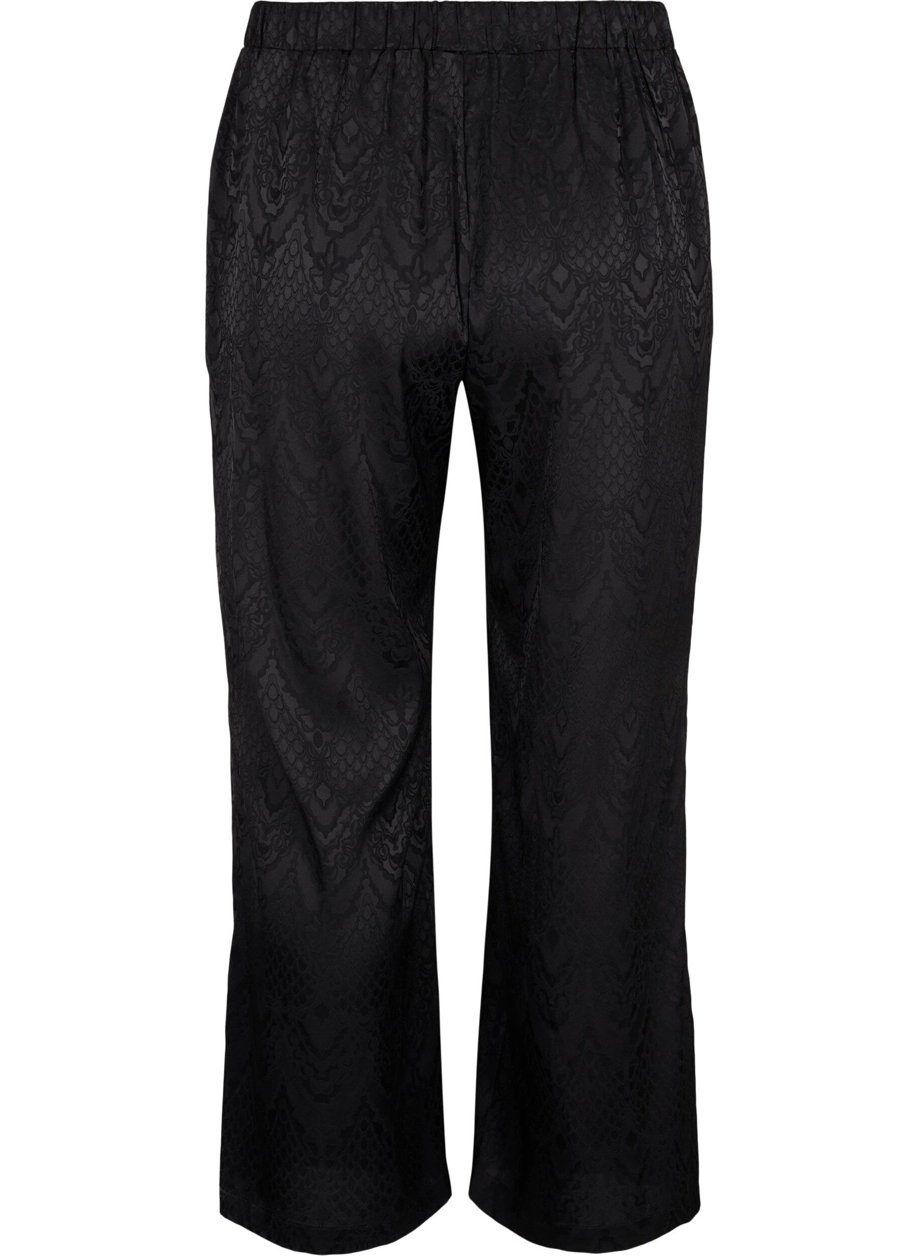 Zizzi Broek met structuurpatroon, Black, Packshot image number 1