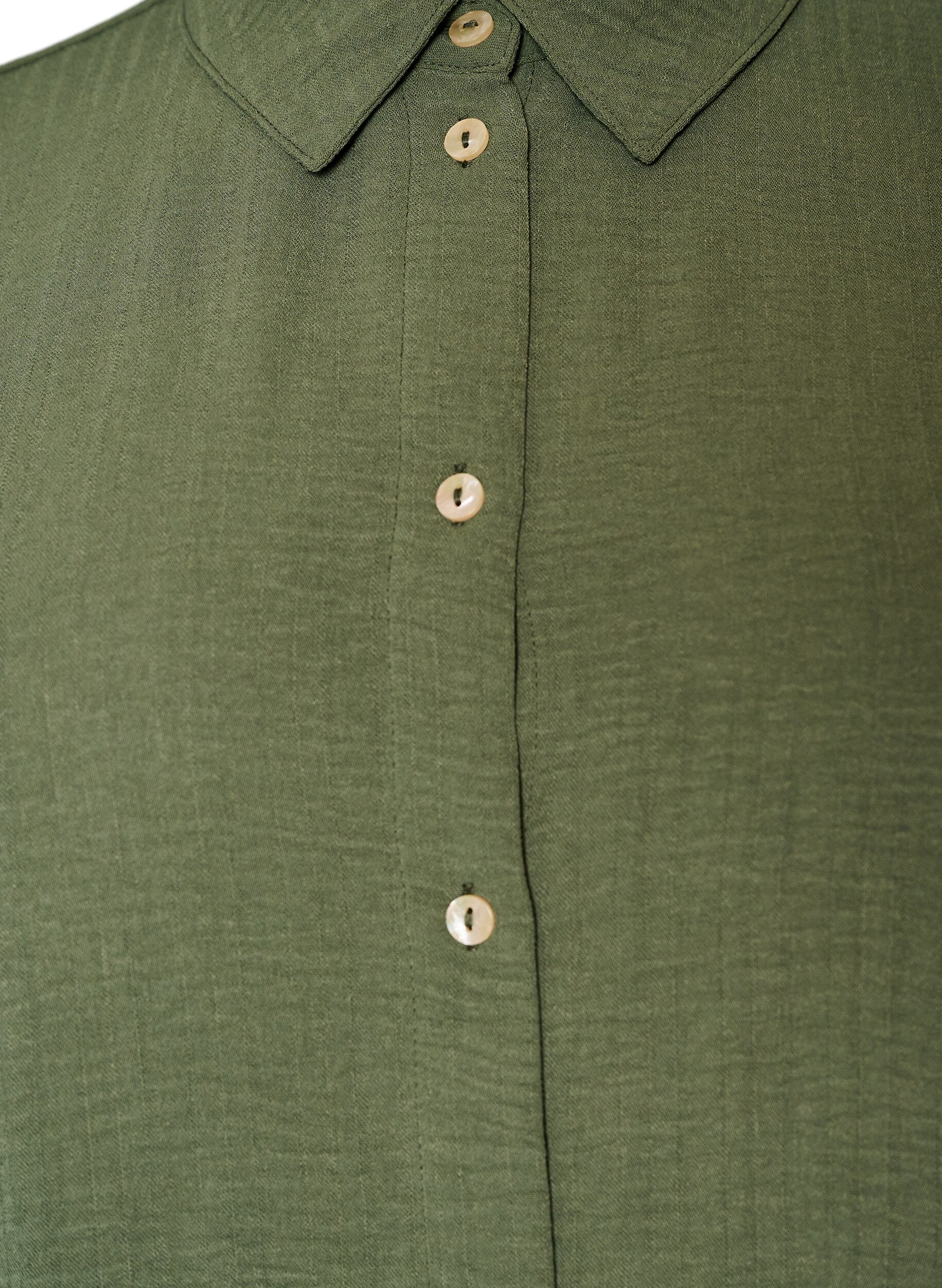 ZizziLange shirt met een lichte textuur, Groen, Packshot image number 2