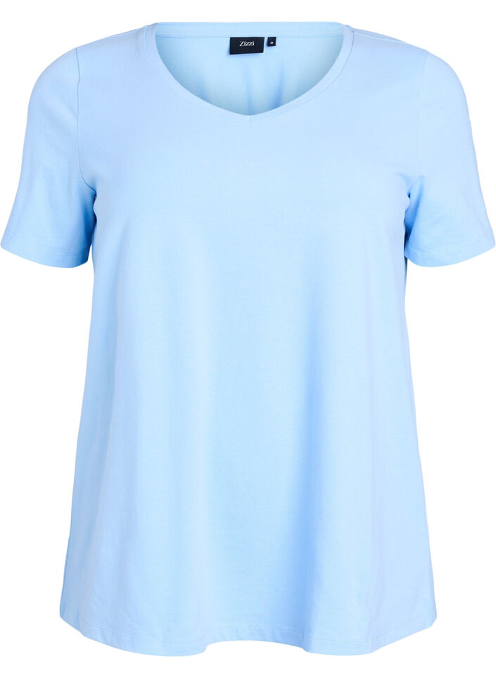 Basic effen katoenen t-shirt, Blauw, Packshot image number 0