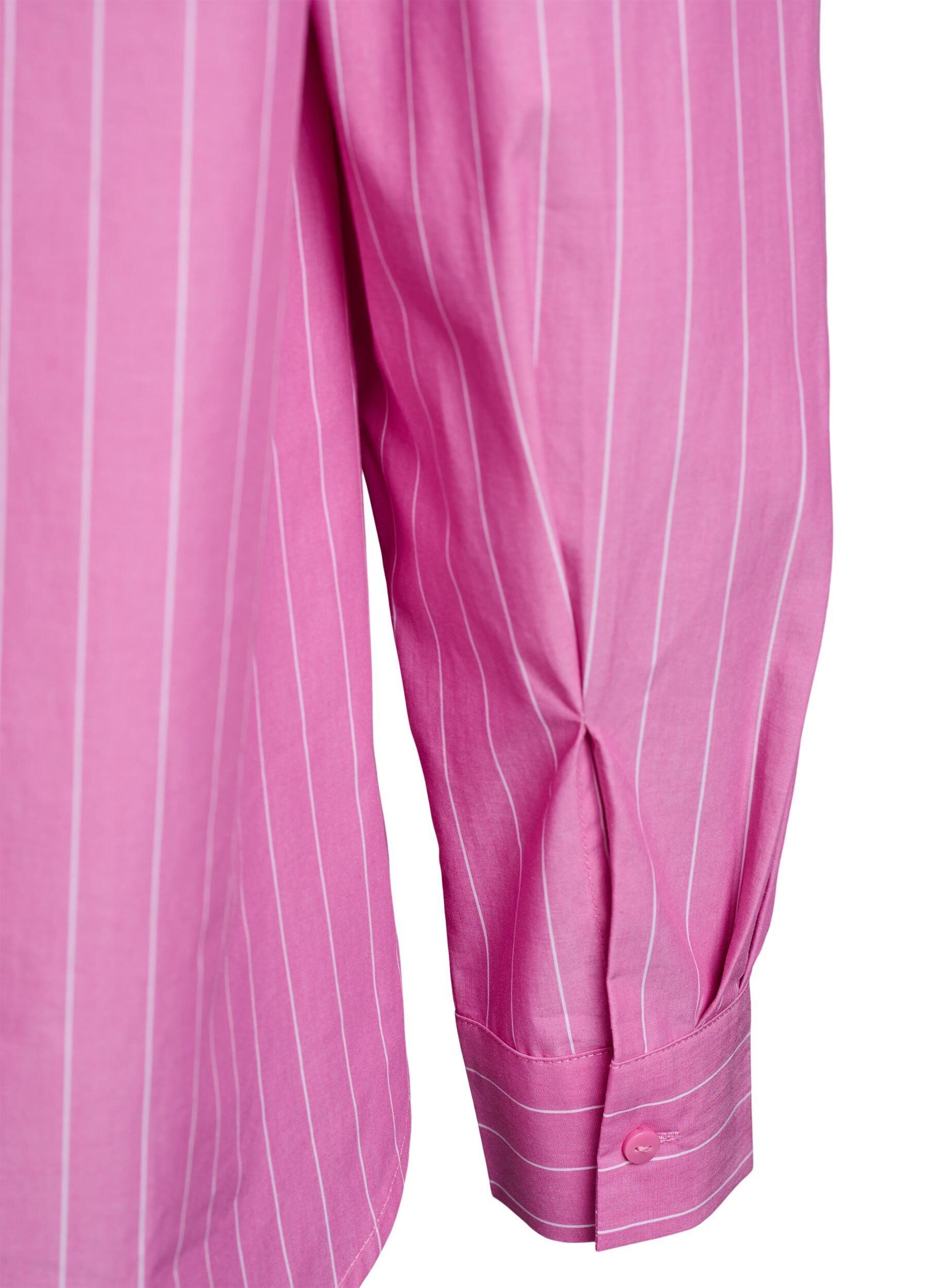 Zizzi Overhemdbluse met krijtstreep en strikdetail achteraan, Roze, Packshot image number 3