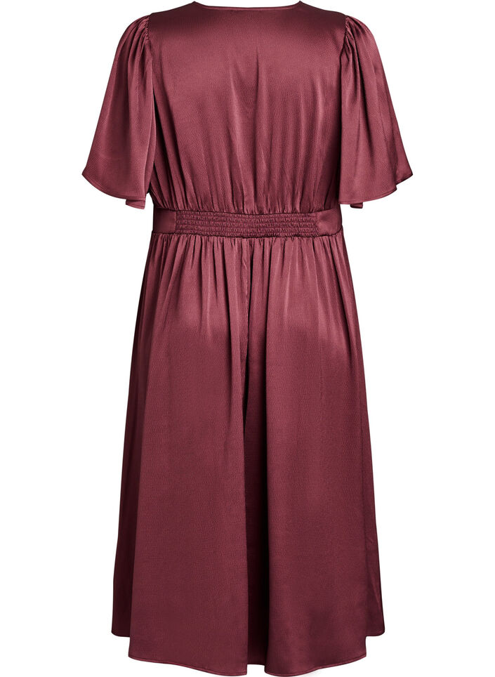 Empire feestjurk in midi lengte, Donker Bordeaux, Packshot image number 1
