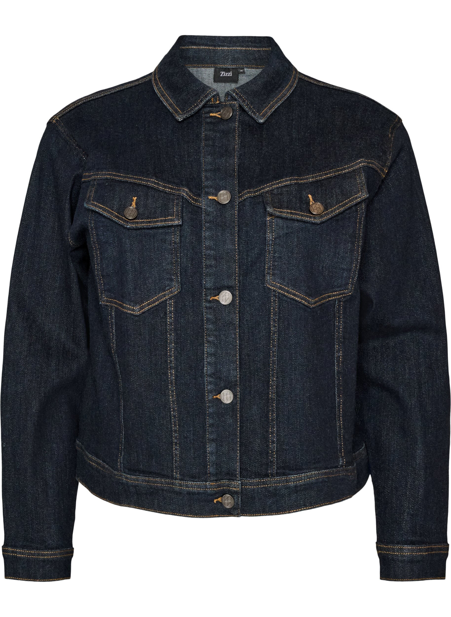 ZizziKlassiek denimjack met contrasterend stiksel, Blauw, Packshot image number 0