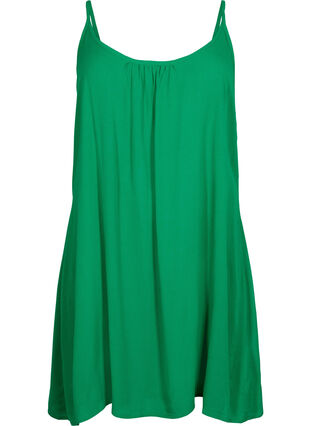 Effen viscose jurk met bandjes, Jolly Green, Packshot image number 0