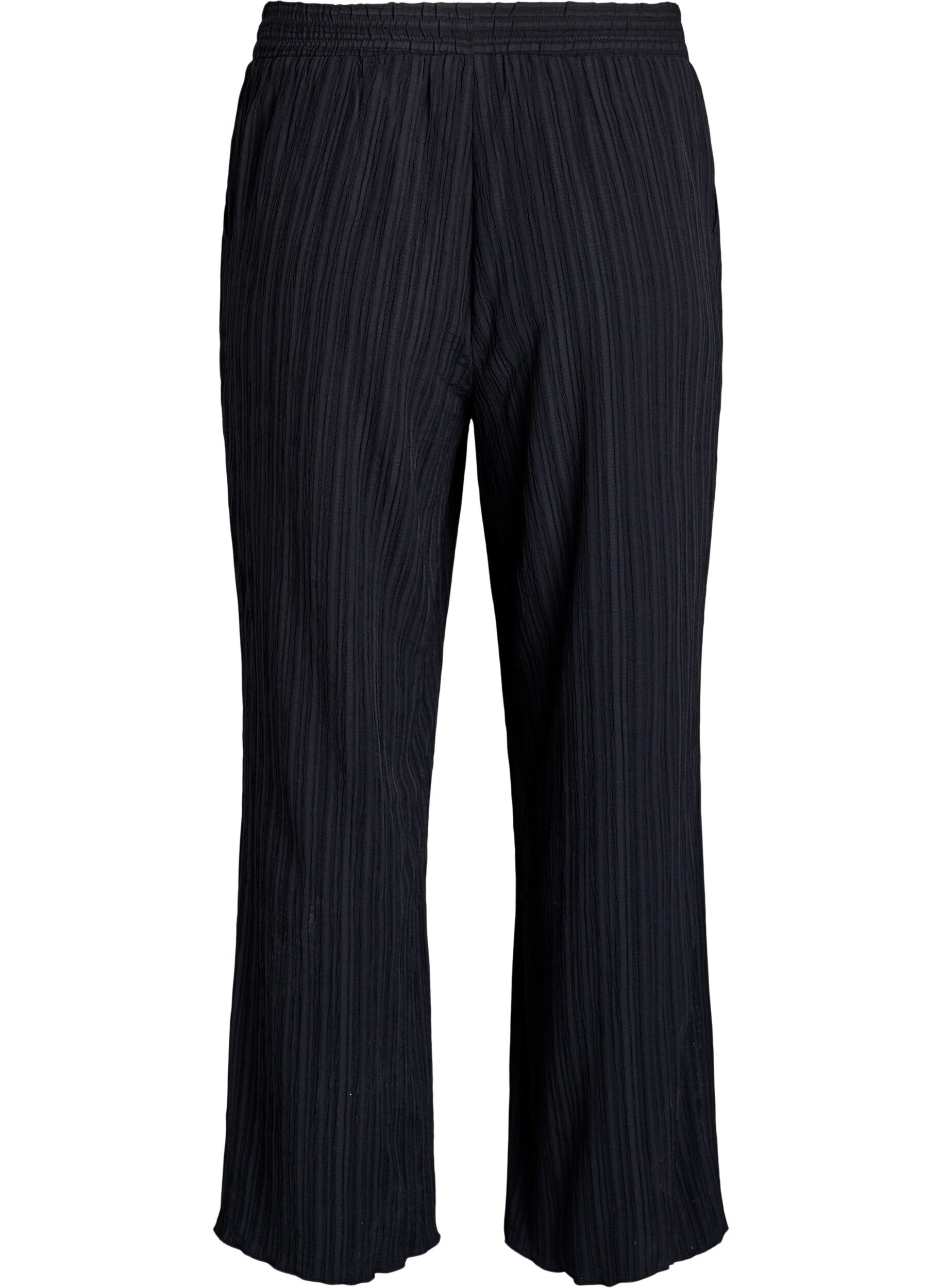 Zizzi FLASH - High waist broek met wide fit pijpen, Zwart, Packshot image number 1